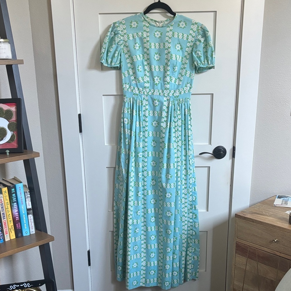 Chic Floral Handmade Maxi Dress in Blue